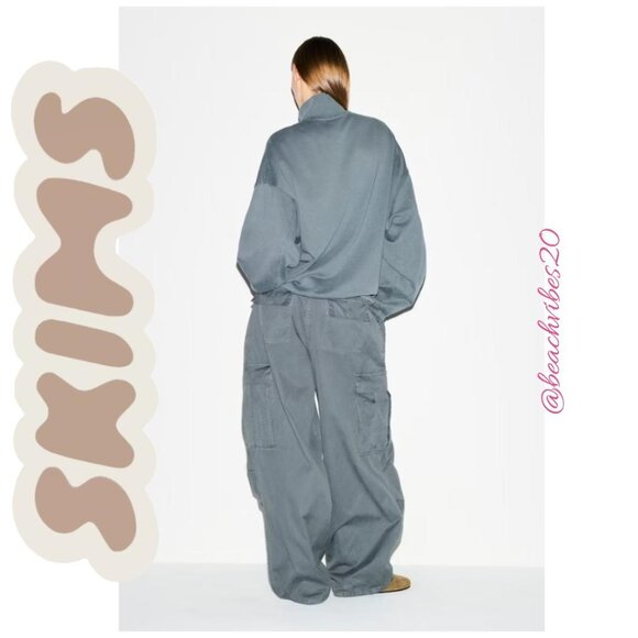 SKIMS Boyfriend Fleece Oversized Half-Zip Zircon NWT - Picture 2 of 5